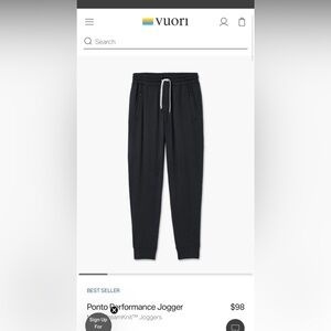 Vuori joggers - Men’s Small in black, like new